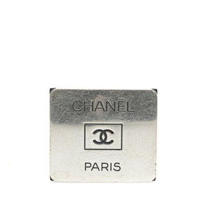 Chanel Coco Mark Plate Name Tag Brooch Silver Metal Women's CHANEL